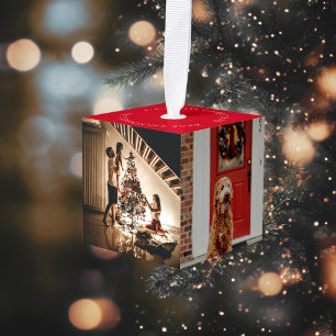 Keepsake Christmas Family Photo Cube Cube Ornament