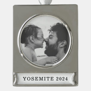 Keepsake Christmas Family Photo Silver Plated Banner Ornament