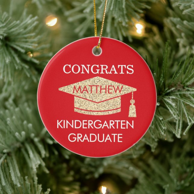 Keepsake! Congrats Kindergarten Grad Ceramic Ornament (Tree)