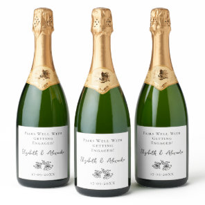 Keepsake Couple Names Year Pairs Well Engaged Sparkling Wine Label