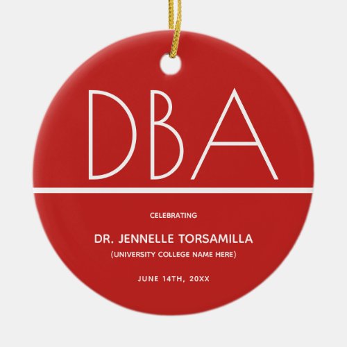 Keepsake DBA degree Graduation Ceramic Ornament