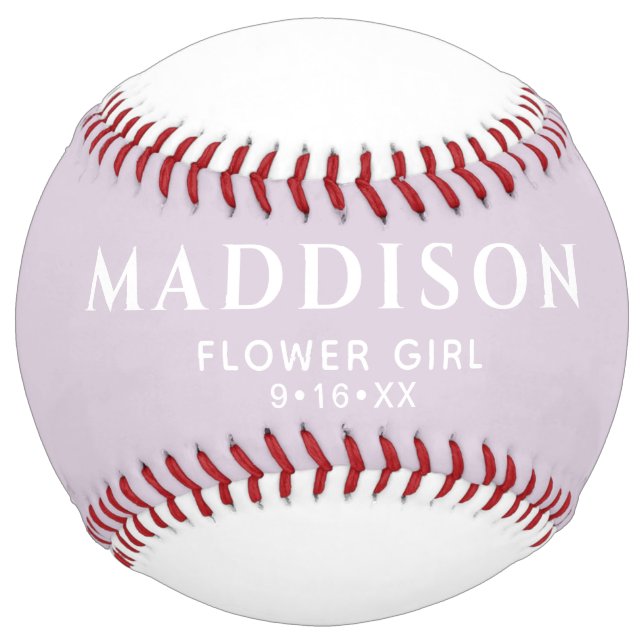 Keepsake Dusty Pink Flower Girl Personalized Softball (Front)