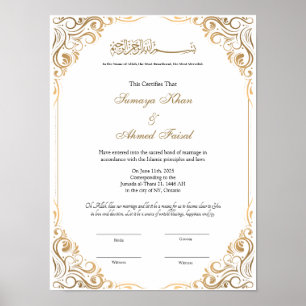 Keepsake Elegant frame nikkah contract Poster