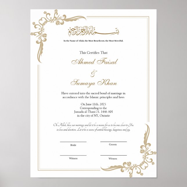 Keepsake Elegant frame nikkah contracts Poster (Front)