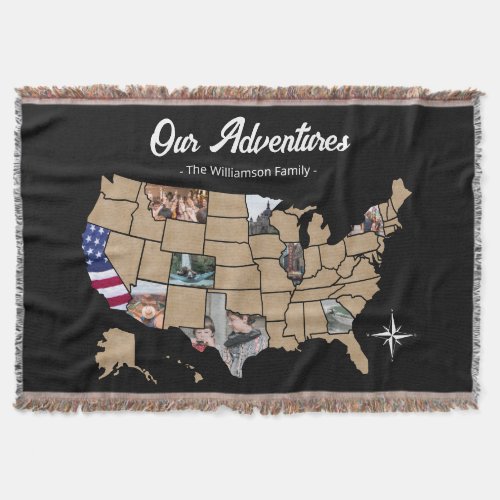 Keepsake Family Travel USA Photo Collage Throw Bla Throw Blanket