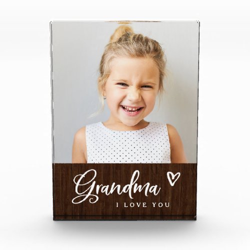 Keepsake for Grandma  Cute and Rustic Photo Block