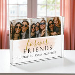 Keepsake Forever Friends 3 Photo Collage  Acrylic Award<br><div class="desc">Celebrate your friendship with a heartfelt three-photo collage plaque featuring elegant script and your favorite memories. A timeless gift to honor the laughs,  love,  and loyalty that only true friends share.</div>