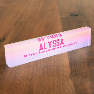Keepsake Gift! Speech Pathologist Desk Nameplate