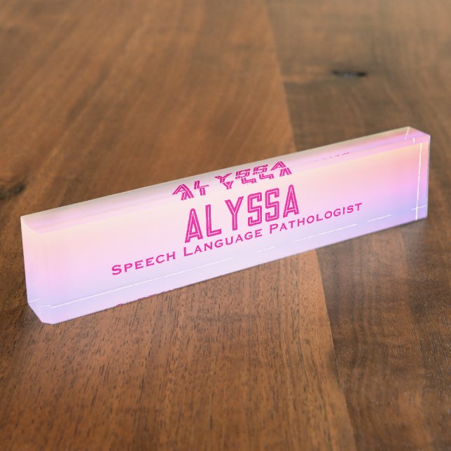 Keepsake Gift! Speech Pathologist Desk Nameplate (Side)