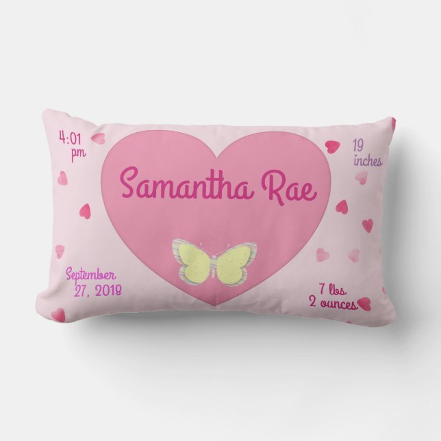 Keepsake Girls Birth Pillow (Front)