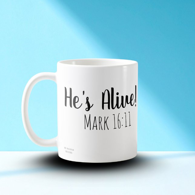  Keepsake  He's Alive Typography Coffee Mug (A Lovely Reminder Of What Jesus Did for Us.)