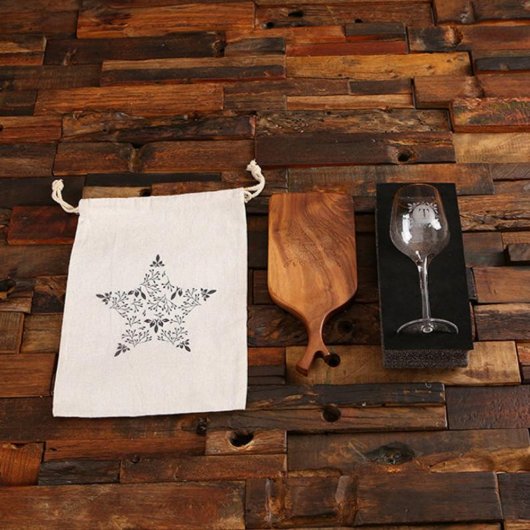 Keepsake Kraft Box & Wine Glass with Cutting Board (Front)