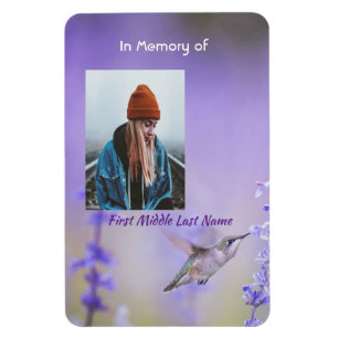 Keepsake Memorial Hummingbird Lavender Flowers Magnet