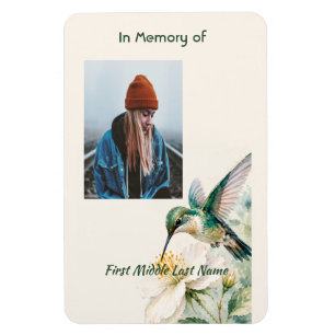 Keepsake Memorial Hummingbird White Flowers Magnet
