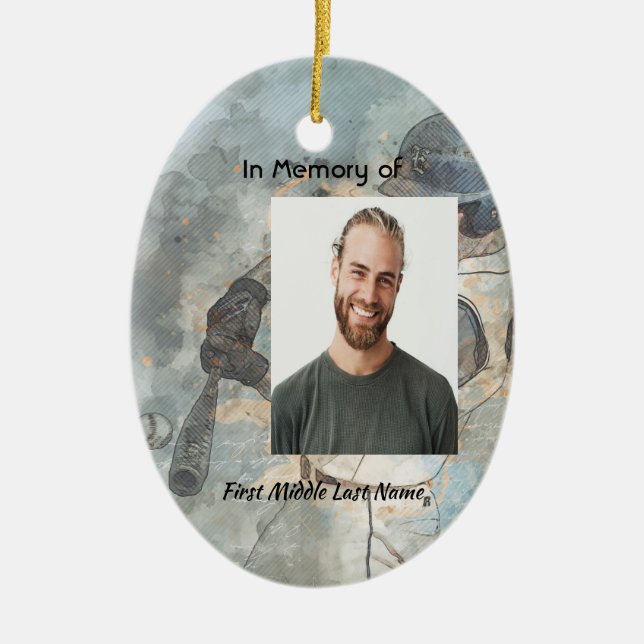  Keepsake Memorial Memory Card Baseball Sport Ceramic Ornament (Front)