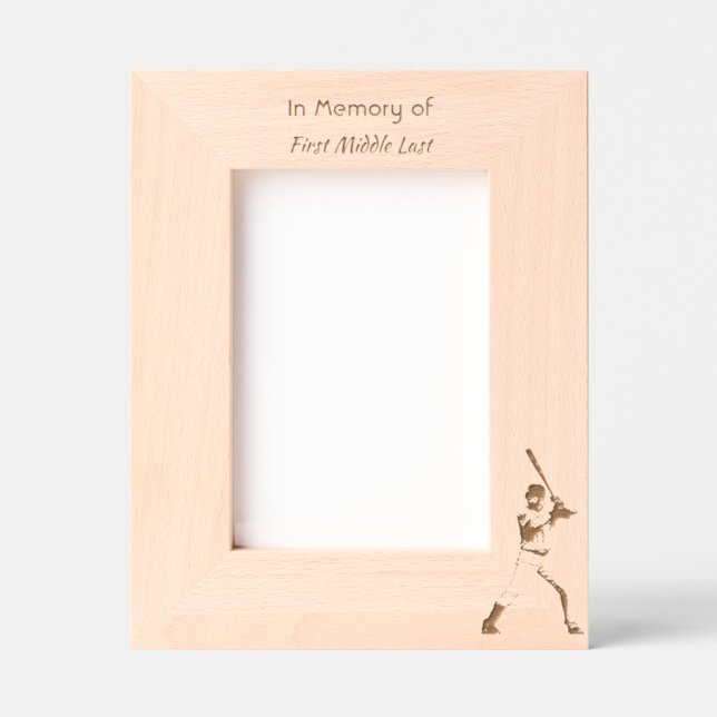 Keepsake Memorial Memory Card Baseball Sport  Engraved Frames (Front)