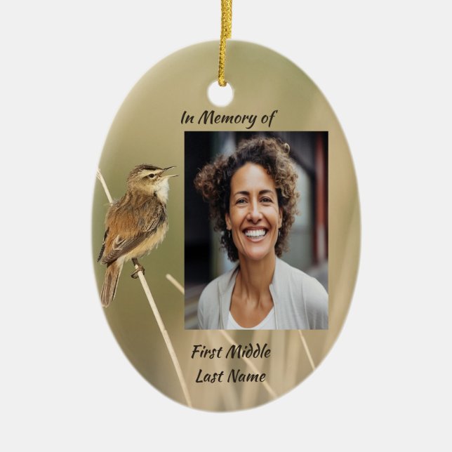 Keepsake Memorial Photo Bird Garden Nature  Ceramic Ornament (Front)