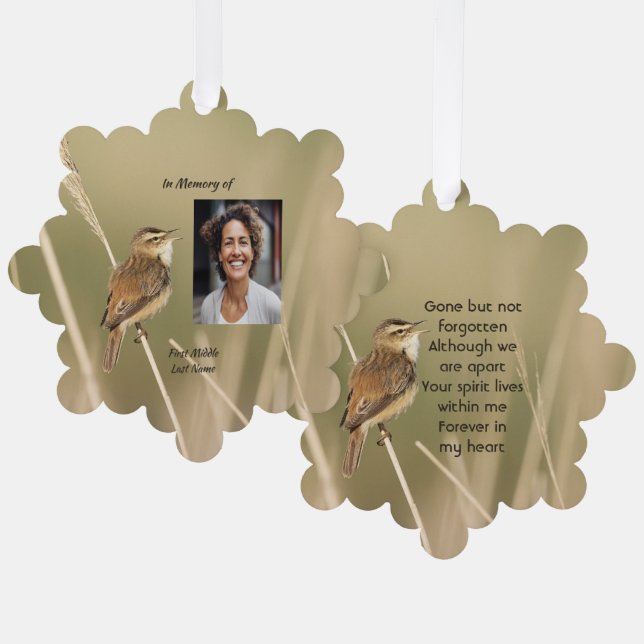 Keepsake Memorial Photo Bird Garden Nature  Ornament Card (Front/Back)
