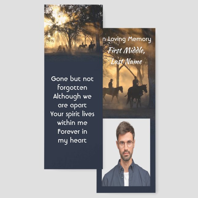 Keepsake Memorial Photo Forest Trail Walk Horses Bookmarks (Front & Back)