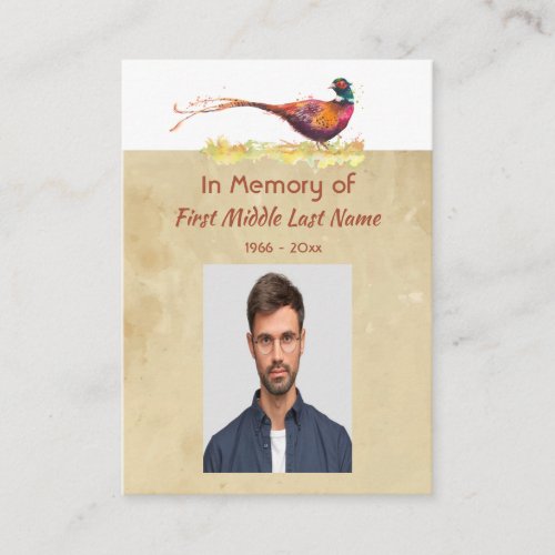 Keepsake Memorial Photo Invite Pheasant Bird Art