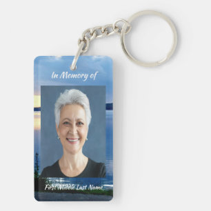Keepsake Memorial Photo Lake Sunrise Nature Keychain