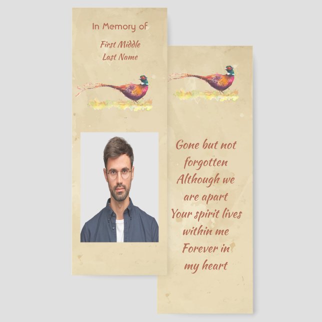 Keepsake Memorial Photo Pheasant Bird Art Bookmarks (Front & Back)
