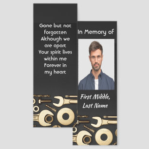 Keepsake Memorial Photo Prayer Tools Mechanic Bookmarks