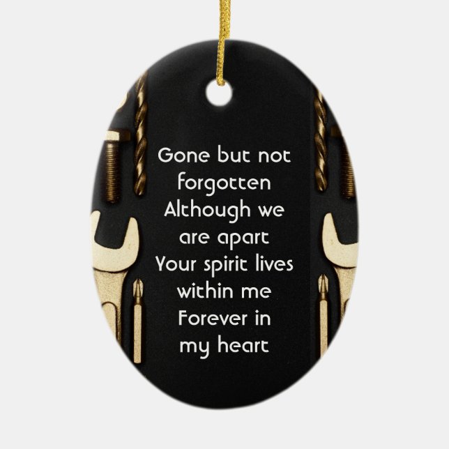 keepsake Memorial Photo Prayer Tools Mechanic Ceramic Ornament (Front)