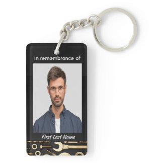 Keepsake  Memorial Photo Prayer Tools Mechanic Keychain