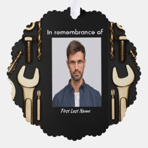 Keepsake Memorial Photo Prayer Tools Mechanic Ornament Card