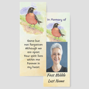 Keepsake Memorial Photo Robin Garden Bird Bookmarks