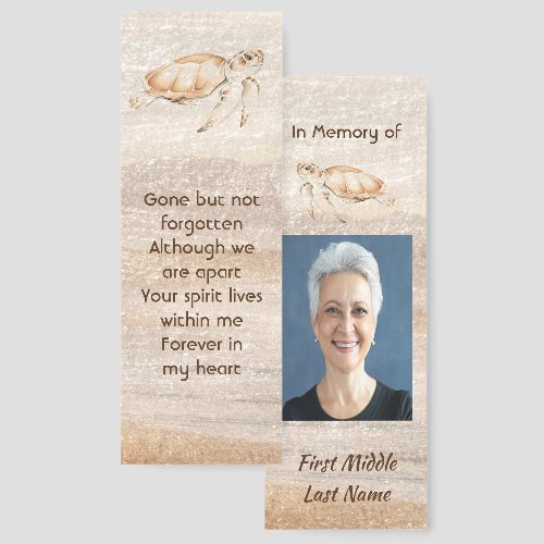 Keepsake Memorial Photo Sandy Beach Sea Turtle Bookmarks