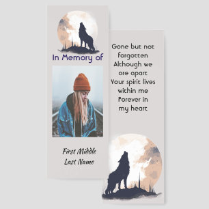 Keepsake Memorial Prayer Wolf Howling Animal Bookmarks