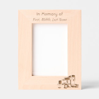 Keepsake Memorial  Semi-Truck Tractor-trailer  Engraved Frames
