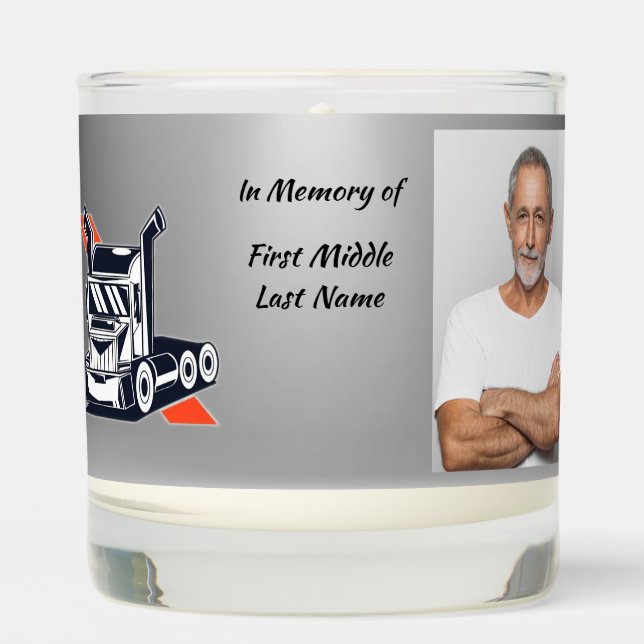 Keepsake  Memorial Semi-Truck Tractor-trailer  Scented Candle (Front)