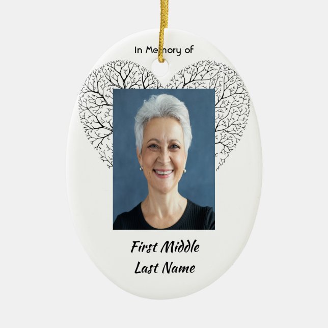 Keepsake Memorial  Tree of Life Heart Love Ceramic Ornament (Front)