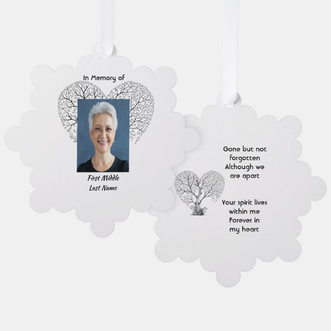 Keepsake Memorial  Tree of Life Heart Love Ornament Card (Front/Back)