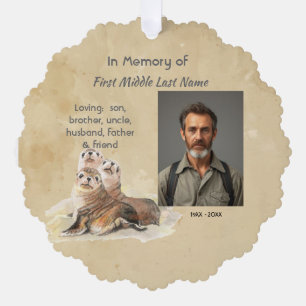 Keepsake Memorial Watercolor Seals Animals Ornament Card