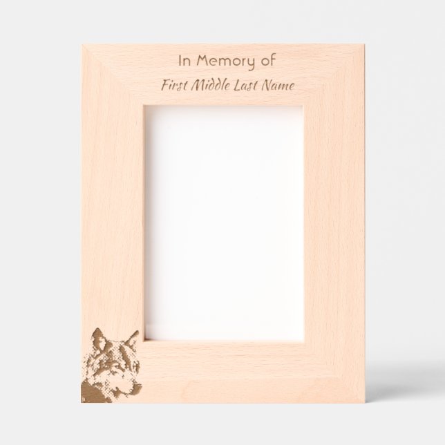 Keepsake Memorial Watercolor Wolf Animal Engraved Frames (Front)