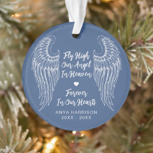 Keepsake Memorial Wings Fly High Our Angle Photo Ornament