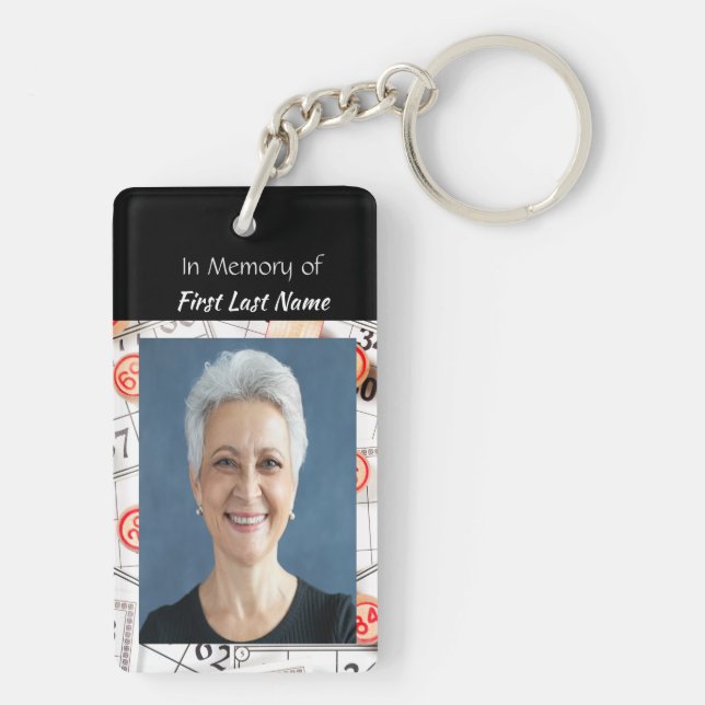Keepsake Memory Photo Prayer Bingo Game Keychain (Back)