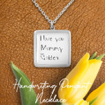 Keepsake Minimalist Child's Actual Handwriting Silver Plated Necklace<br><div class="desc">Ms. Monogram's handwriting charm necklace designs lets you upload your child's own handwriting onto the charm for a keepsake to last a lifetime. Take handwriting from your loved one or write out your own sentiment, scan the handwriting, or take a photo, and then upload it to the charm. Our personalized...</div>