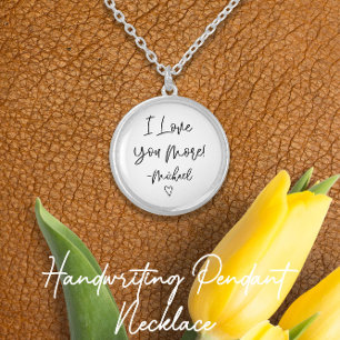 Keepsake Minimalist Loved One's Actual Handwriting Silver Plated Necklace