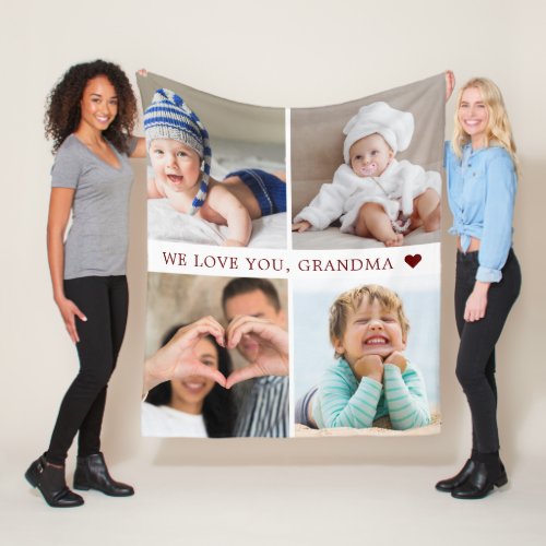 Keepsake Mom Grandma Photo Collage Fleece Blanket