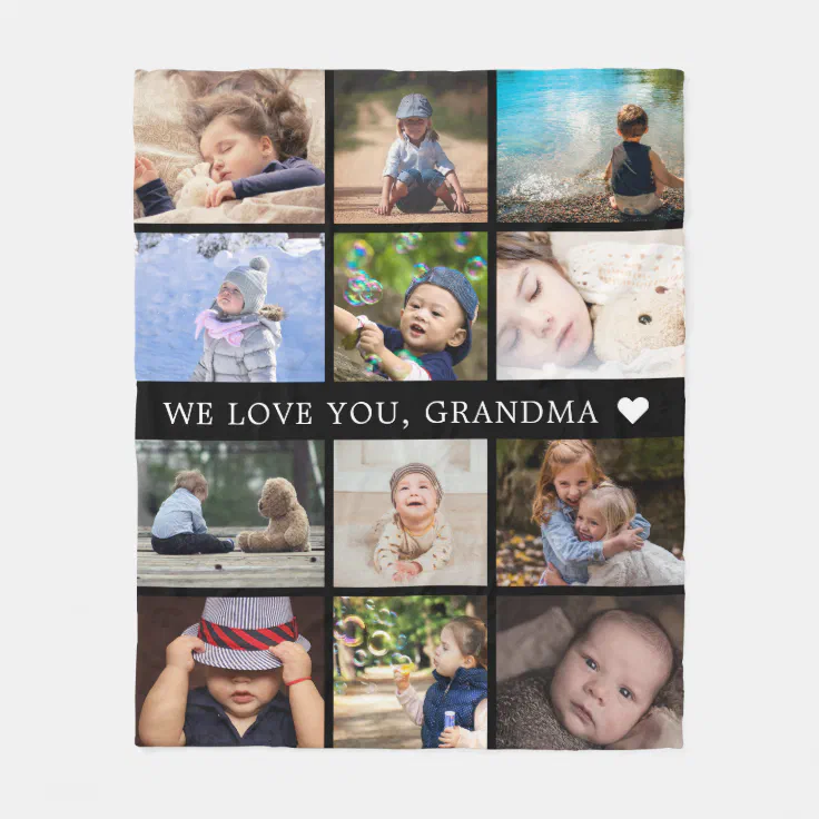 Keepsake Mom Grandma Photo Collage Fleece Blanket Zazzle