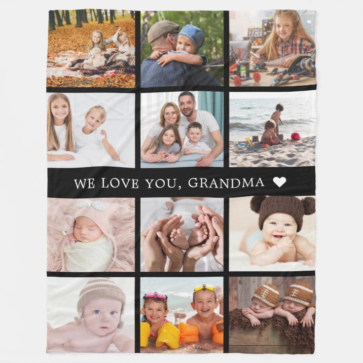 Keepsake Mom Grandma Photo Collage Fleece Blanket Zazzle