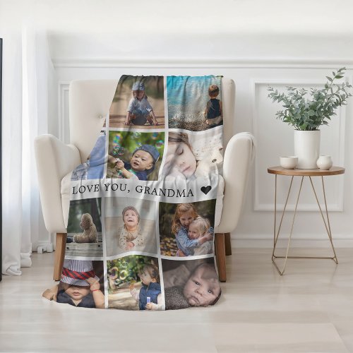Keepsake Mom Grandma Photo Collage Fleece Blanket