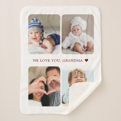 Keepsake Mom Grandma Photo Collage Sherpa Blanket