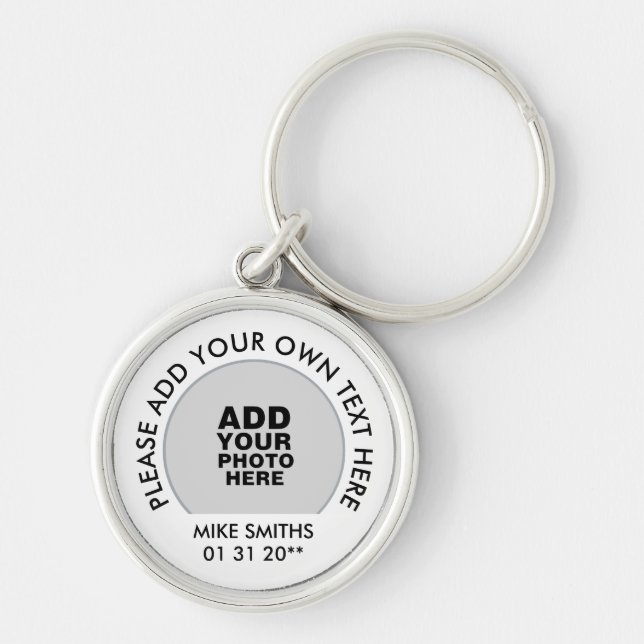 Keepsake name, text & special date, photo  keychain (Front)