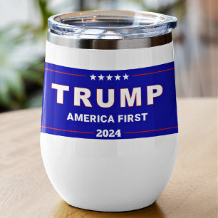 Keepsake, Name Trump 2024 America First 11oz Blue Thermal Wine Tumbler